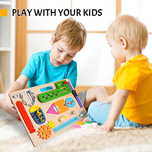 Montessori Busy Board for Toddlers, Wooden Sensory Toys, Preschool Learning Activities for Fine Motor Skills Travel Toy, Basic Life Skills Educational Gifts for 1 2 3 Years Old Kids Boys Girls | Preschool Learning Activities, Basic Life Skills, Fine Motor
