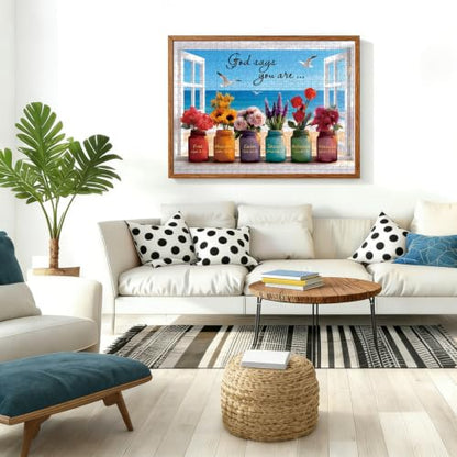 500 Piece Jigsaw Puzzles for Adults - Christian Bible Wishful Window Puzzle for Seniors & Families, 20.47" x 14.96" Bible Verse Puzzle with 1:1 Poster & Letters on Back - color: Wishful Window