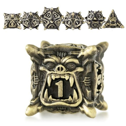 Surpass DND Metal dice polyhedral DND Dragon dice for Dungeons and Dragons (Bronze) - color: Bronze