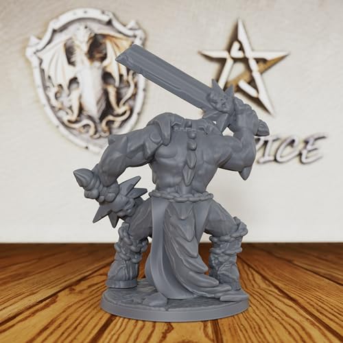 Tabletop Unpainted Miniatures for Fantasy Role Playing & TTRPG - 32mm Scale Dark Warrior Minis Figurine for Dungeon Masters, Miniature Game RPG Accessory Figure - 5.6cm Demon Warrior (AS288)