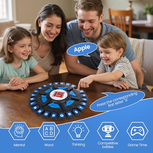 Learning Word Games for Kids and Adults,Family Board Game with Display Timer,Fast-Paced 24 Letters Pressing Games with 144 Card Categories,2-8 Players,15-20 Minute Play Time