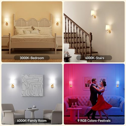 Battery Operated Wall Sconces Set of 2, Wireless Rechargeable Dimmable Wall Light with RGB Bulb and Remote for Bedroom, Living Room, Hallway (Gold) - color: Gold