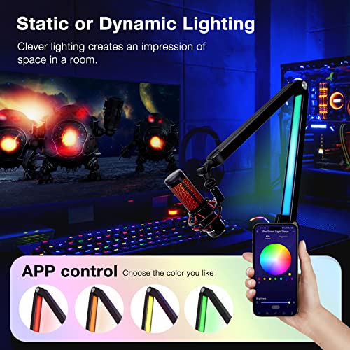 Boom Arm with RGB Light - Mic Arm for HyperX QuadCast, Blue Yeti, Shure SM7B, Rode and Most Gaming Mic, Height adjustable Mic Boom Arm Microphone Arm, Desk Mic Stand for Most USB Microphone By SUNMON - color: RGB Large Boom Arm