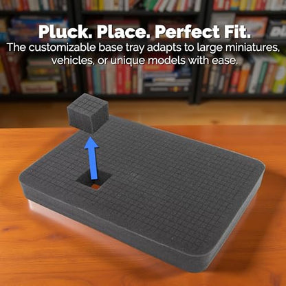 CASEMATIX Hard Shell Miniature Carrying Case - 80 Slot Figurine Miniature Storage Case with Customizable Foam Layer for Large Miniatures Compatible with Warhammer 40k, DnD & More!