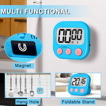 ZILLEEN Classroom Timer for Kids Teachers 2 Pack Digital Timers, Blue & White - color: White & Blue