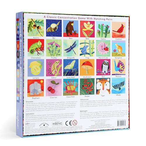eeBoo Life on Earth Memory & Matching Game, Ages 3+, 1-4 Players | Introduces global flora & fauna. Sharpens recognition, concentration & memory skills. Includes 48 tiles, 24 pairs - style: Life on Earth