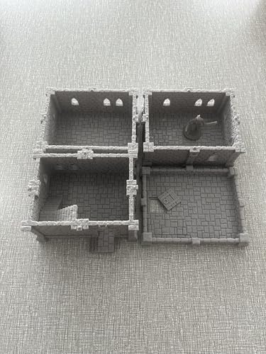 Medieval Castle Tabletop Terrain Set for 18mm & 28mm Miniatures – Paintable Wargame & Diorama Building Kit (3 Floors) - size: 3 Floors