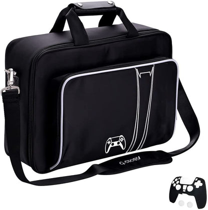 G-STORY Carrying Case,Travel Case Storage Bag Compatible with PS5 Disc and Digital Edition, Controller Skin is Included - color: White-Without Logo