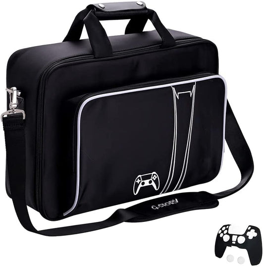 G-STORY Carrying Case,Travel Case Storage Bag Compatible with PS5 Disc and Digital Edition, Controller Skin is Included - color: White-Without Logo