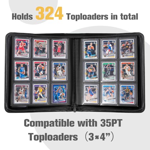 ProCase Top Loader Binder, 9 Pocket Holds 324 Toploaders, Lightblue | Non-PVC Pockets Waterproof PU Leather Binder for Trading Cards or Sports Cards, Compatible with TCG, MTG in 3"x4" Toploader - color: 4-Lightblue