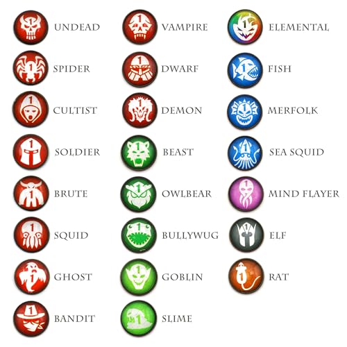 D&D Numbered Monster Token Markers for Dungeons and Dragons (Slime) - style: Slime