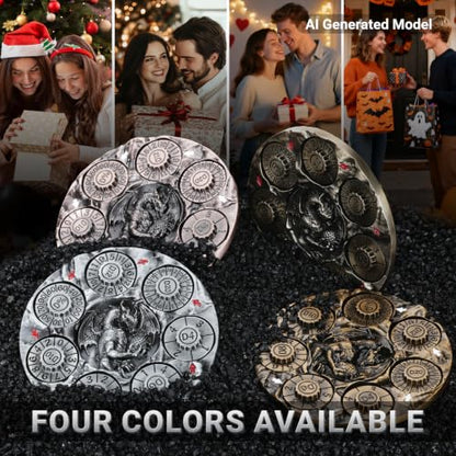 Spinner DND Dice,Metal D&D Dice Set with Gift Box for Role Playing Games | Ideal Present For Gamers DM,Solid Metal Material, Heavy Hand Feel, Wear-Resistant And Long Service Life,Ancient Nickel - color: Ancient Nickel