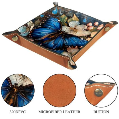 Blue Butterfly Blossom Dice Tray Dice Rolling Tray Folding Dice Holder for Dice Games, Like RPG, DND and Other Table Games - color: Multi 12