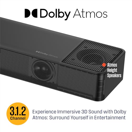 Westinghouse 3.1.2 All-in-One Soundbar with Built-in Subwoofer, Dolby Atmos & Digital Plus, Built-in Low Frequency Driver and Height Speakers, 210W Surround Sound, HDMI/eArc, Bluetooth, Roku TV Ready - size: 3.1.2 Channel All-in-One Soundbar