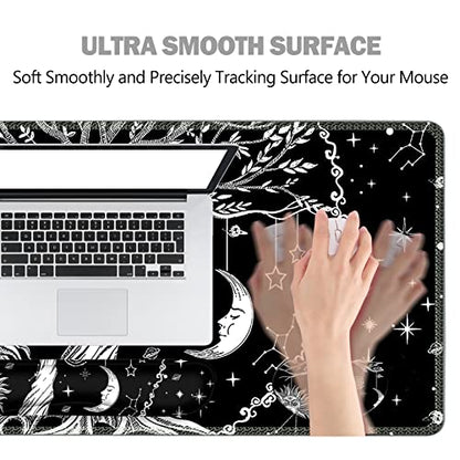 ToLuLu Extended Gaming Mouse Pad, Memory Foam Keyboard Mouse Wrist Rest | Ergonomic Support Set, Large Desk Mat with Stitched Edges, Non-Slip Base Mousepad for Home Office Game and Study, Moon & Sun - color: Moon & Sun