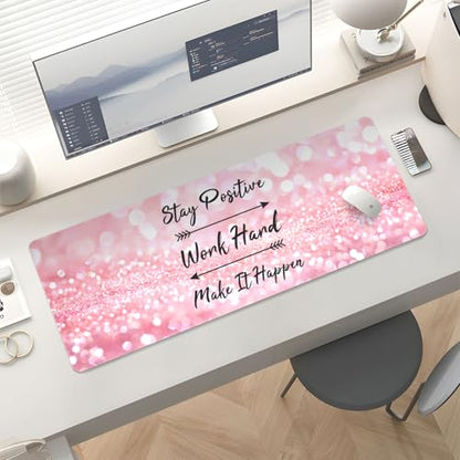 Mousepad Desk Mat Gaming Large Keyboard Cute Office Desktop Computer Laptop Quotes XXL Long Giant Big Kawaii Aesthetic Girly Pretty Design Women Girl Gamer Oversized Wide 30x12'' Mousepad - color: Postive