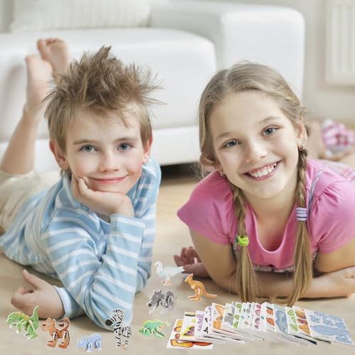 LOMIMOS 50Pcs Educational 3D Cartoon Puzzle for Kids,Insect and Animal Learning Educational Paper Puzzle Toy for DIY Crafts Birthday Party Favor Gifts. - style: Insects and animals