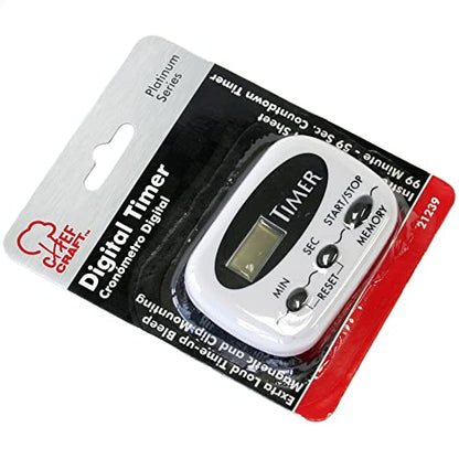 Chef Craft Select Digital Timer, 1 Piece 2.5 Inch, White