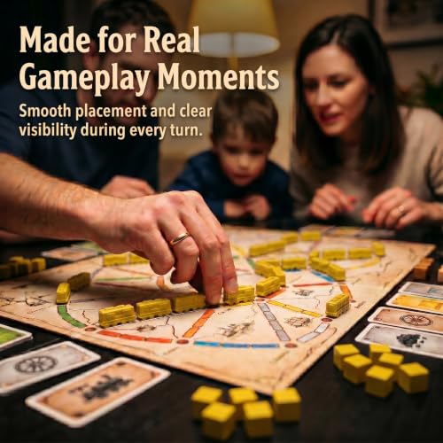 Replacement Train Pieces Compatible with Ticket to Ride (Yellow) | Includes 45 standard train tokens, one marker and additional spare trains. - color: Yellow