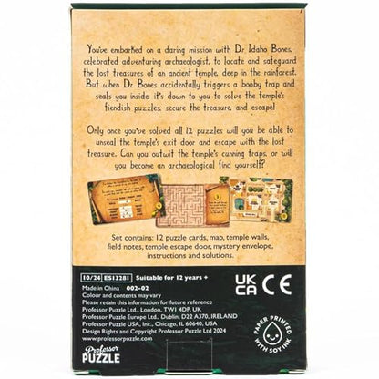 Professor Puzzle: Escape from The Lost Temple - Archeological Themed Escape Room Board Game, 12 Logic & Number Puzzles to Solve, Ages 12+, 1+ Players - style: Lost Temple