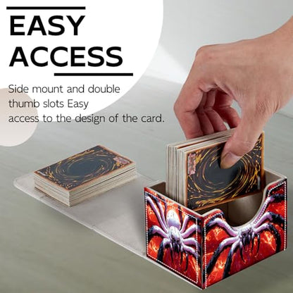 Trading Card Storage Box, Holds 100+ for MTG Cards, PU Leather with Magnetic Closure, Giant White Spider in Fiery Abyss Durable Deck Box for Magic the Gathering, Trading Card Games - color: Giant White Spider in Fiery Abyss