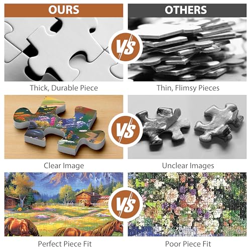 500 Piece Jigsaw Puzzle for Adults - Flowers, Mountain, Horse Themes - Funny Challenging Gift for Family Friends, 21 x 15 in - style: Horse Puzzles