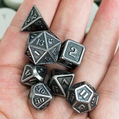 UDIXI Mini Metal DND Dice Set, 10mm Tiny Small Metal D&D Polyhedral Dice Set for Role Playing Games and Other Tabletop Game (Silver) | 7-Pieces, Lightweight, Velvet Drawstring Bag, for Dungeons and Dragons Role Playing Games Tabletop Games - color: Mini-s