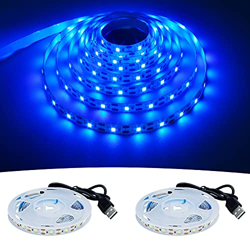 5V USB Blue 460-465nm LED Strip USB Powered 13.12ft/4M(2pcs x 6.6ft) | 240LEDs Flexible SMD2835 High Brightness No-Waterproof IP20 LED Tape Lights - color: Blue