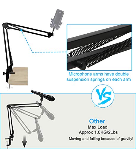 Wave 1 Microphone Stand, Professional Mic Boom Arm Stand Compatible with Elgato Wave 1 USB Condenser Microphone by SUNMON - color: Elgato Wave 1 Mic Boom Arm