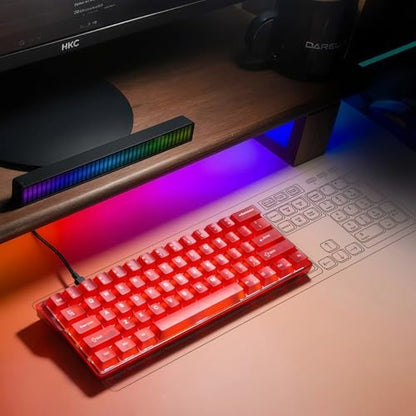 DAREU COOL60 60% Hall Effect Gaming Keyboard with Magnetic Switch, SOCD, 0.01mm Actuation Adjustable Rapid Trigger,8000 Hz Polling, Frosted Transparent Keycaps, Hot-swap, RGB Backlit - color: Red
