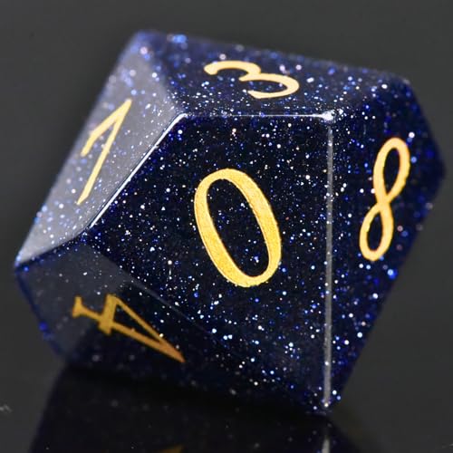 BlueSand Stone DND Dice Set with an Iron Box for DND COC Role Playing dice Games and Board Games Gift (BLUESAND Stone) - color: Bluesand Gem
