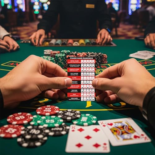 Casino Game Reference Cards, Blackjack and Poker Styles | Pocket-size PVC reference cards with protective sleeve options for blackjack strategy or Texas Hold'em hand rankings - style: Texas hold 'em strategy