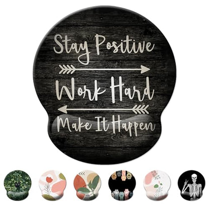 Mouse Pad Wrist Support,Ergonomic Mouse Pad with Wrist Rest,Comfortable Mousepad with Smooth Wrist Rest,Pain Relief Mouse Pads for Non-Slip Base,Computer,Laptop,Office,Home(Black Inspirational Quote) - color: Black Inspirational Quote