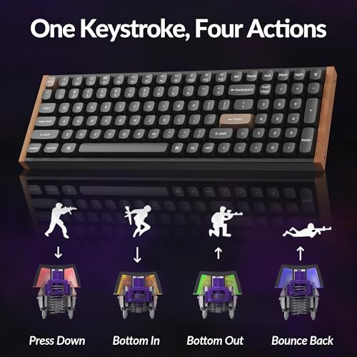 Keychron K4 HE 96% Wireless Hall Effect Keyboard with Number Pad, Rapid Trigger Magnetic Switches, QMK Launcher, 2.4GHz/Bluetooth/Wired, Mac & Windows, Wood Accent Frame, Black (Non-Shine-Through) - color: Special Edition Black