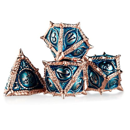 Surpass DND dice 7-Piece Set Metal dice Set Dragon Eye dice for Dungeons and Dragons Polyhedra Role Playing Game Set(Blue) - color: Blue
