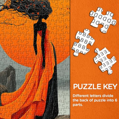 Sunset Muse Puzzles for Adults 1000 Pieces, Elegant Lady Lake Landscape Jigsaw Puzzle, Larkipuzz Challenging Aesthetic Theme for Wall Decor