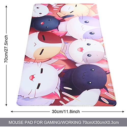 Large Gaming Mouse Pad with Stitched Edges,[27.5x11.8In] Extended Mouse Pad with Non-Slip Natural Rubber Base for Gamer/Desktop/Office/Home (70x30 Cat) - color: 70x30 Cat