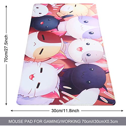 Large Gaming Mouse Pad with Stitched Edges,[27.5x11.8In] Extended Mouse Pad with Non-Slip Natural Rubber Base for Gamer/Desktop/Office/Home (70x30 Cat) - color: 70x30 Cat