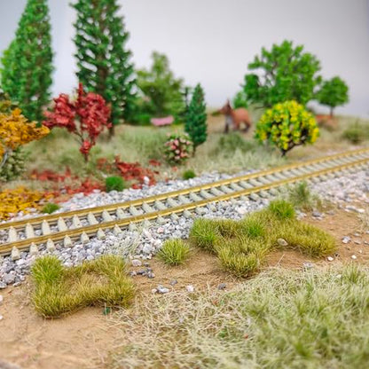 Static Grass Tufts Mat – 8 Peel-and-Play Pre-Cut Patches, Self-Adhesive Turf in Mixed Irregular Shapes for Diorama, Model Railway & Wargaming Terrain (1 Sheet) (Autumn Green) - color: Autumn Green
