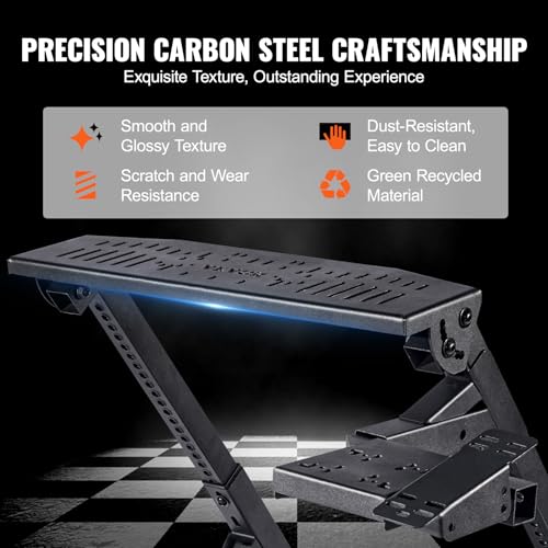 VEVOR Foldable Racing Steering Wheel Stand, Height Adjustable Universal Base Compatible with Logitech & Thrustmaster Racing Wheel and Pedal, Movable Wheels Heavy-duty Frame Standard GT/Formula Seating - size: Square pipe
