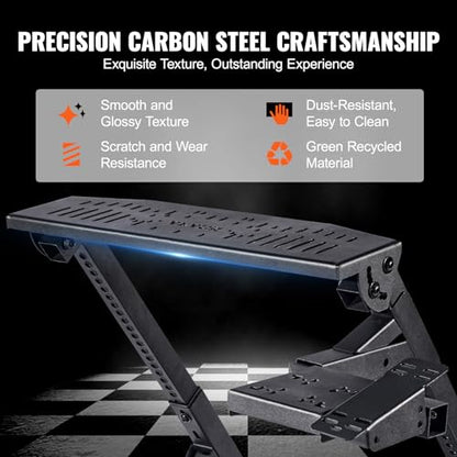 VEVOR Foldable Racing Steering Wheel Stand, Height Adjustable Universal Base Compatible with Logitech & Thrustmaster Racing Wheel and Pedal, Movable Wheels Heavy-duty Frame Standard GT/Formula Seating - size: Square pipe
