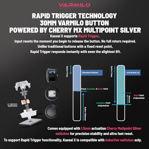 Varmilo Kassai X Arcade Fight Stick Rapid Trigger Tournament Grade Controller for Fighting Games Two Versions Standard PC Only or Pro Compatible with PC PS4 PS5 Nintendo Switch 1/2 (Sakura, Standard (PC-Only))