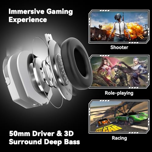 IMYB A88 Gaming Headset with Microphone, Stereo Wired Noise Cancelling Over-Ear Headphones with Mic for Pc, Ps5, Xbox One Series X/s, Ps4, Computer, Laptop, Mac, Nintendo, Gamer (White) - color: White