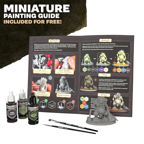 The Army Painter GameMaster: Wandering Monsters Set Combo, 15 x 18 mL Warpaints Fanatic Acrylic Paints, incl. Metallics, Wash, Primer, 2 Brushes, 1 Miniature - Warhammer & D&D | Warpaints Fanatic Acrylic Paint incl. 2 brushes and 1 free troll miniature -