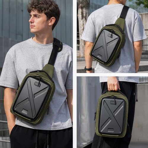 Camera Hardshell Case Crossbody Camera Sling Bag Small Waterproof Photography Bag for Mirrorless and DSLR Cameras - color: Green