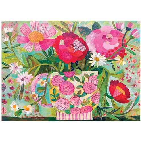 RoseArt - Soft Touch - Cup Full of Rosie - 1000 Piece Jigsaw Puzzle, Vibrant Flower Art Puzzle for Adults - Made in USA - style: Cup Full Of Rosie