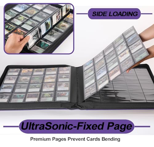 Premium 2000 Pocket Card Binder - 20 Pocket Trading Card Binder with Sleeves Fits 2000 Cards, Ringless Card Album for TCG - Model A，Classic Purple - color: Classic Purple