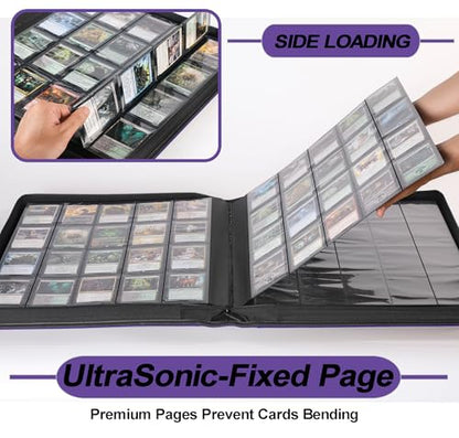 Premium 2000 Pocket Card Binder - 20 Pocket Trading Card Binder with Sleeves Fits 2000 Cards, Ringless Card Album for TCG - Model A，Classic Purple - color: Classic Purple
