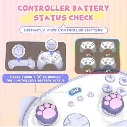 IINE Wireless Controller with Charging Dock – for PC, Switch, Android, iOS, Wireless & Wired Gamepad with Macro, Turbo, 6-Axis Motion, Rumble, Headphone Jack, Ergonomic Controller for Small Hands (Blue) - color: Blue