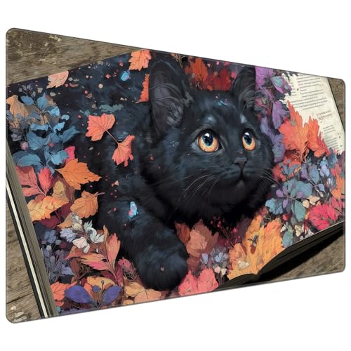 DEGDFSGR for MTG Playmat 24 x 14 inches for TCG Playmats Non-Slip Rubber Base Commander Playmat HD Cover for Magic Play Mat Iorcana Trading Card Game, Adorable Cat Picture Book - color: Adorable Cat Picture Book, size: 24" x 14"